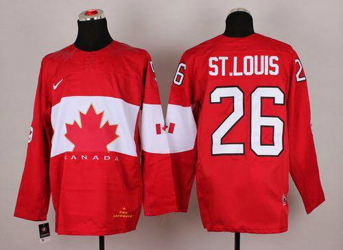 2014 Olympic Team Canada #26 Martin St.Louis Red Hockey NHL Jersey
