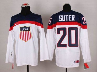 2014 Olympic Team USA #20 Ryan Suter White Hockey NHL Jersey