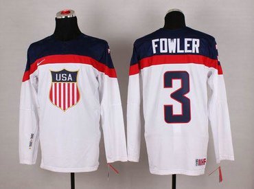 2014 Olympic Team USA #3 Cam Fowler White Hockey NHL Jersey