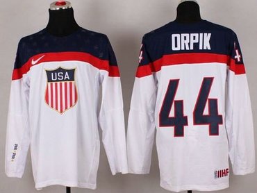 2014 Olympic Team USA #44 Brooks Orpik White Hockey NHL Jersey