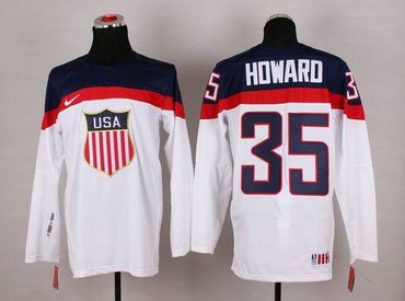 2014 Olympic Team USA #35 Jimmy Howard White Hockey NHL Jersey