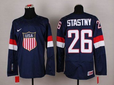 2014 Olympic Team USA #26 Paul Stastny Navy Blue Hockey NHL Jersey