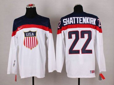 2014 Olympic Team USA #22 Kevin Shattenkirk White Hockey NHL Jersey