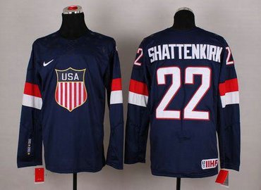 2014 Olympic Team USA #22 Kevin Shattenkirk Navy Blue Hockey NHL Jersey