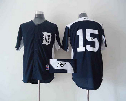 Detroit Tigers 15# Inge 2011 blue MLB Jerseys(Signed)