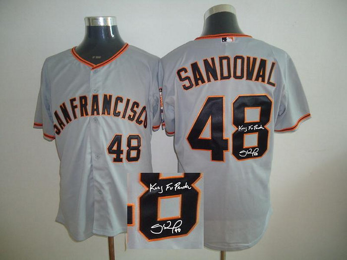 San Francisco Giants 48# Pablo Sandoval GRAY MLB Jerseys(Signed)