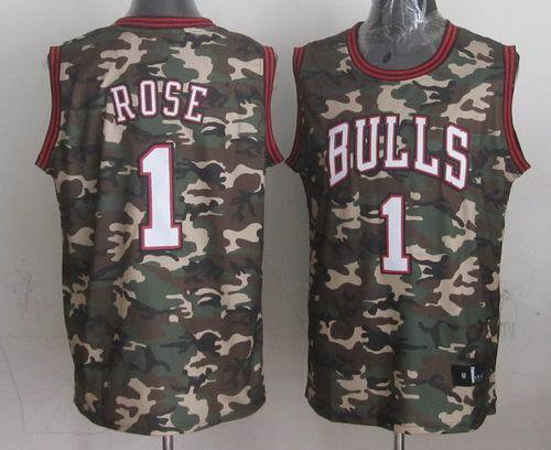 Chicago Bulls #1 Derrick Rose Camo Stealth Collection Stitched NBA Jersey