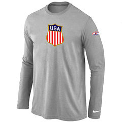 New Team USA Hockey Winter Olympics KO Collection Locker Room Long Sleeve T-Shirt L.Grey