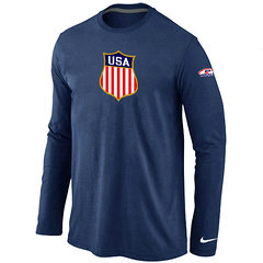 New Team USA Hockey Winter Olympics KO Collection Locker Room Long Sleeve T-Shirt D.Blue