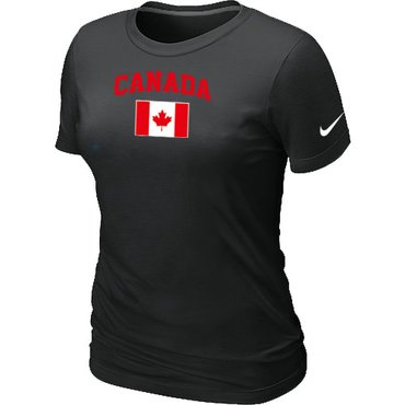New 2014 Olympics Canada Flag Collection Locker Room Women's T-Shirt Black