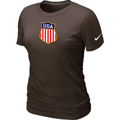 New Team USA Hockey Winter Olympics KO Collection Locker Room Women's T-Shirt Brown