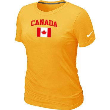 New 2014 Olympics Canada Flag Collection Locker Room Women's T-Shirt Yellow New 2014 Olympics Canada Flag Collection Locker Room Women's T-Shirt Yellow