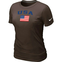 USA Olympics USA Flag Collection Locker Room Women's T-Shirt Brown
