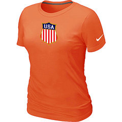 New Team USA Hockey Winter Olympics KO Collection Locker Room Women's T-Shirt Orange