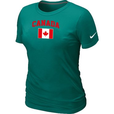New 2014 Olympics Canada Flag Collection Locker Room Women's T-Shirt L.Green