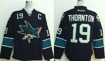 San Jose Sharks #19 Joe Thornton Stitched Black NHL Jersey