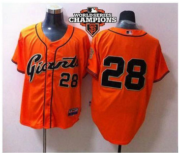 San Francisco Giants #28 Buster Posey Orange Cool Base 2012W World Series Champion Patch Baseball Jerseys