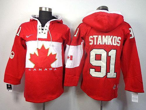 Team Canada Olympic #91 Steven Stamkos Red Sawyer Hooded Sweatshirt NHL Jersey Team Canada Olympic #91 Steven Stamkos Red Sawyer Hooded Sweatshirt NHL Jersey