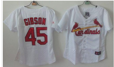 Women's St.Louis Cardinals #45 Bob Gibson White Home Baseball Jersey