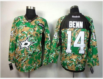 Dallas Stars #14 Jamie Benn Camo Veterans Day Practice Stitched NHL Jersey
