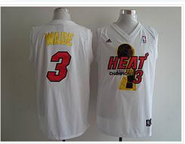 nba miami heat #3 wade white with red (2014 champions)