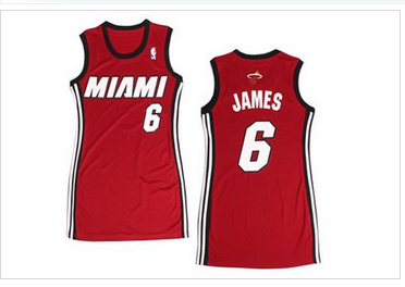 Women NBA Heat #6 LeBron James Red Stitched NBA Jersey