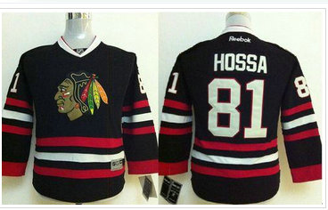 Youth NHL Chicago Blackhawks #81 Marian Hossa Black Jersey