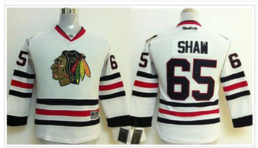 Youth NHL Chicago Blackhawks #65 Andrew Shaw White Jersey