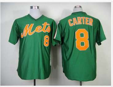 New York Mets #8 Gary Carter Green Throwback Baseball Jersey(Mitchell And Ness 1985)