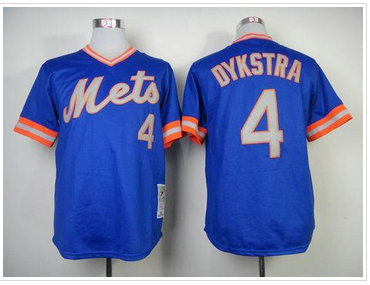 New York Mets #4 Lenny Dykstra Blue Throwback Baseball Jersey(Mitchell And Ness 1983)