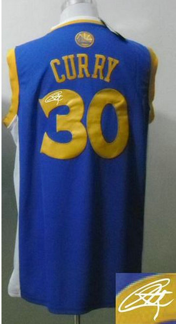 Golden State Warriors Revolution 30 Autographed #30 Stephen Curry Blue Stitched NBA Jersey
