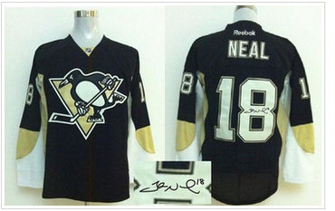 Pittsburgh Penguins #18 James Neal Black 2014 Stadium Series Autographed Stitched NHL Jersey