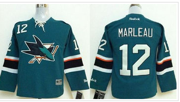 Youth NHL San Jose Sharks #12 Patrick Marleau Green Stitched NHL Jersey