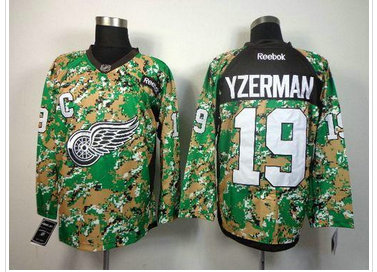 Detroit Red Wings #19 Steve Yzerman Camo Veterans Day Practice NHL Jersey