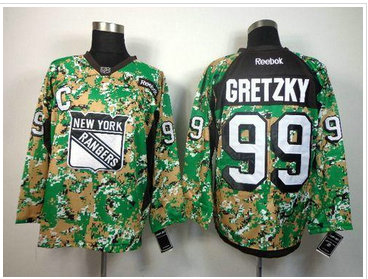 New York Rangers #99 Wayne Gretzky Camo Veterans Day Practice NHL Jersey