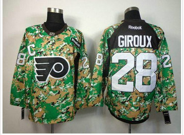Philadelphia Flyers #28 Claude Giroux Camo Veterans Day Practice NHL Jersey
