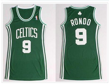 Women NBA Celtics #9 Rajon Rondo Green Dress NBA Jersey