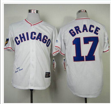 Chicago Cubs Mitchell And Ness 1968 #17 Mark Grace White Throwback Stitched Baseball Jersey