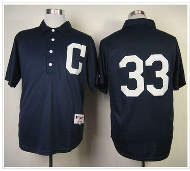 Cleveland Indians #33 Nick Swisher Navy Blue 1902 Turn Back The Clock Stitched Baseball Jersey
