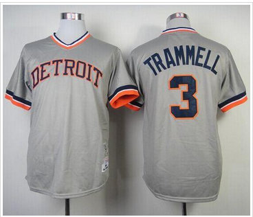 Detroit Tigers Mitchell and Ness 1984 #3 Alan Trammell Grey Throwback Stitched Baseball Jersey
