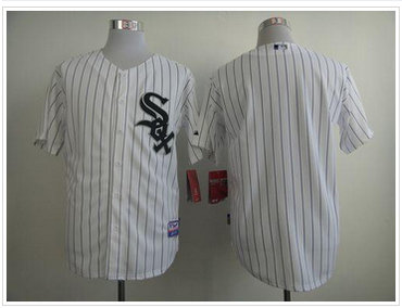 Chicago White Sox Blank White Black Strip Stitched Jersey