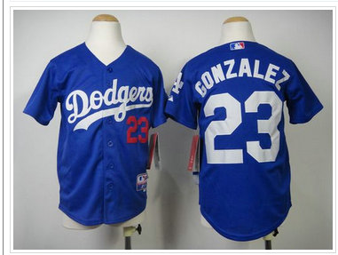 Youth MLB Los Angeles Dodgers #23 Adrian Gonzalez Blue Cool Base Stitched Jersey