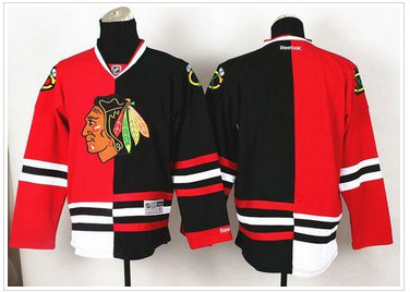 Chicago Blackhawks Blank Red-Black Split Stitched NHL Jersey