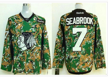 Chicago Blackhawks #7 Brent Seabrook Camo Veterans Day Practice Stitched NHL Jersey