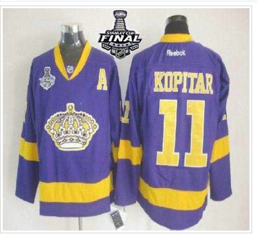 Los Angeles Kings #11 Anze Kopitar Purple 2014 Stanley Cup Finals Stitched NHL Jersey