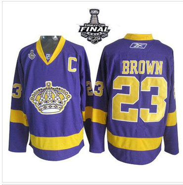 Los Angeles Kings #23 Dustin Brown Purple 2014 Stanley Cup Finals Stitched NHL Jersey
