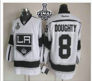 Los Angeles Kings #8 Drew Doughty White Road 2014 Stanley Cup Finals Stitched NHL Jersey