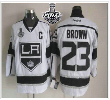 Los Angeles Kings #23 Dustin Brown White Road 2014 Stanley Cup Finals Stitched NHL Jersey