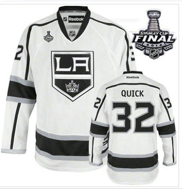 Los Angeles Kings #32 Jonathan Quick White Road 2014 Stanley Cup Finals Stitched NHL Jersey