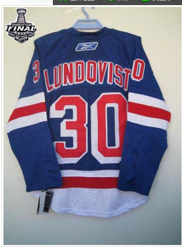 New York Rangers #30 Henrik Lundqvist Blue With 2014 Stanley Cup Finals Stitched NHL Jersey
